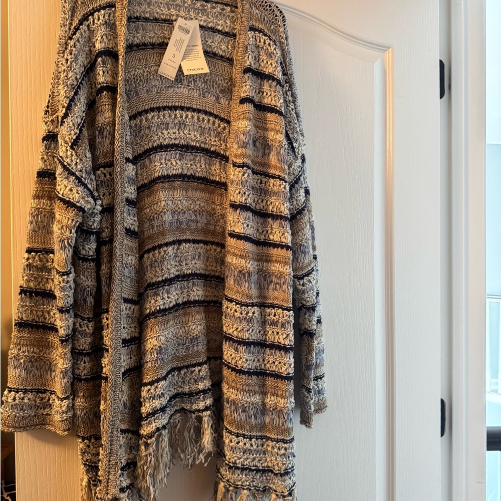 Chico's Blue and Cream Knit Sweater